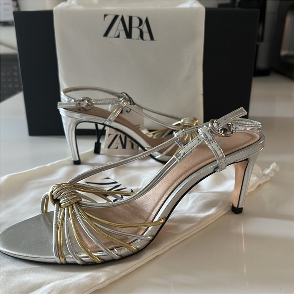ZARA Metallic Gold & Silver Heels – Brand New With Tags